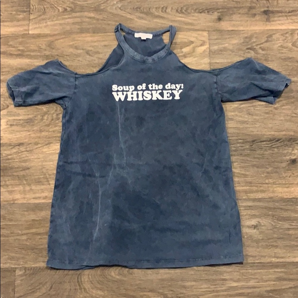 Graphic off the shoulder t shirt